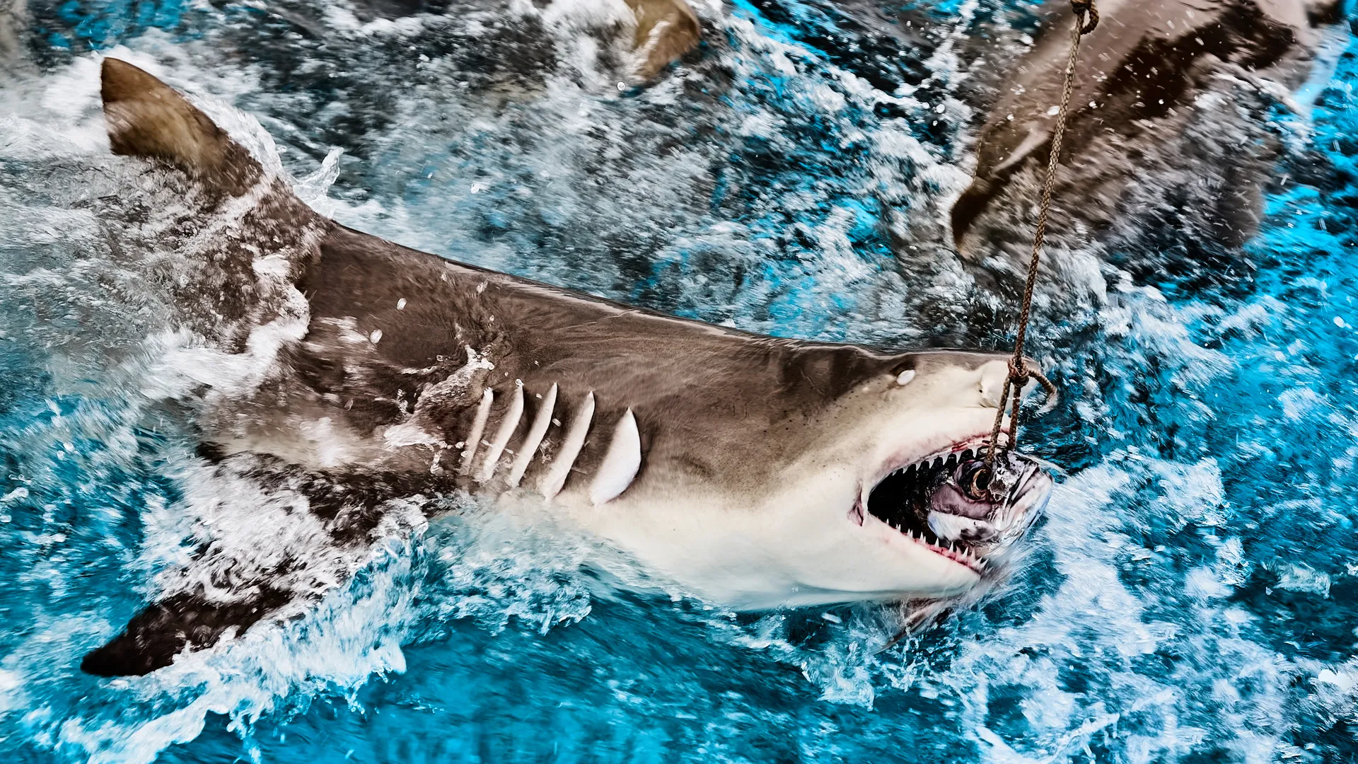 Lemon shark in feeding frenzy in the Bahamas, from the deck of the Dolphin Dream