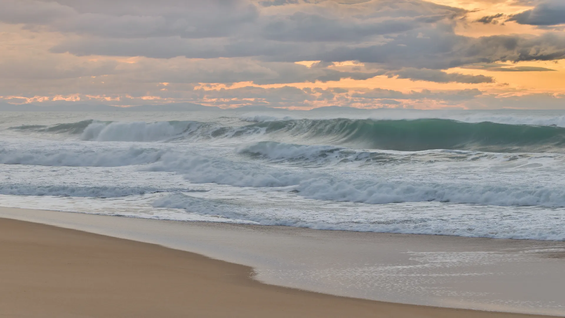 Dramatic ocean at dusk, Boucau, Basque Country, France
